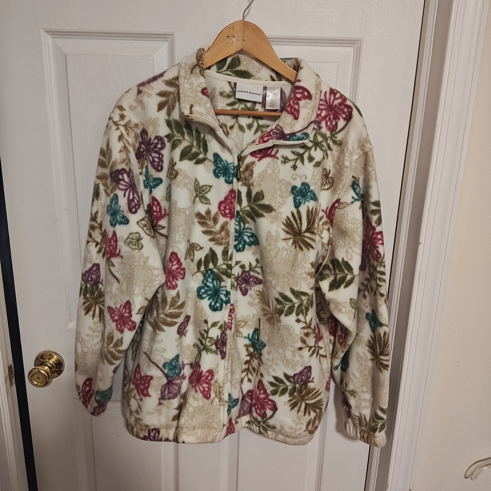 Alfred Dunner Cream and Pink Teddy Jacket